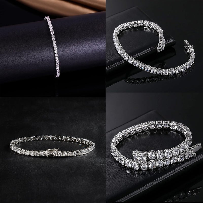 GEMSME 18K White/Yellow Gold Plated 3.0 Cubic Zirconia Classic Tennis Bracelet for Women and Men 6-9 Inches - Image 3